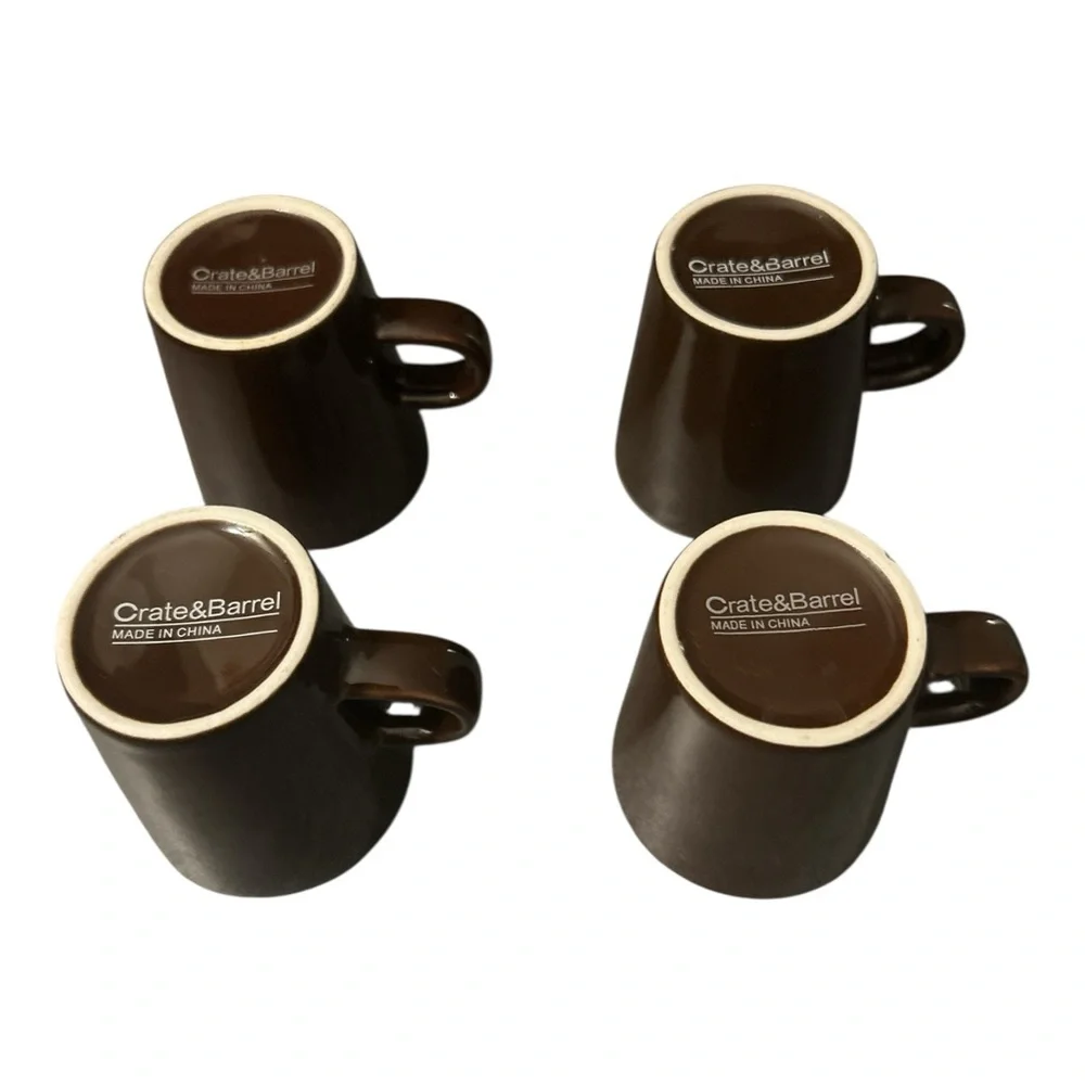 Crate‎ & Barrel Brown Espresso Cups Set 4 Demitasse